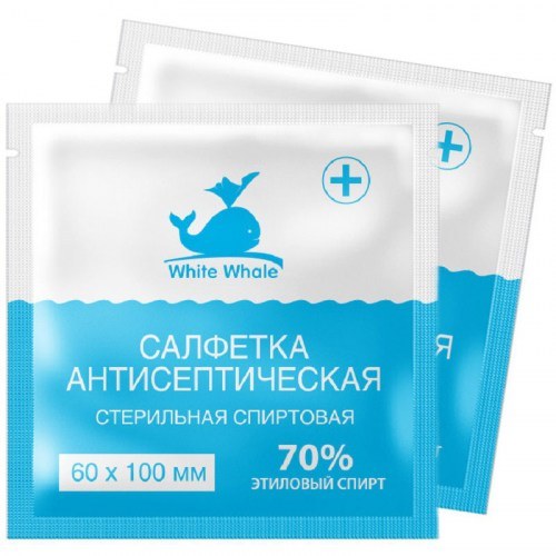 Салфетка Салфетка White Whale антисептическая спиртовая 6x10см №20