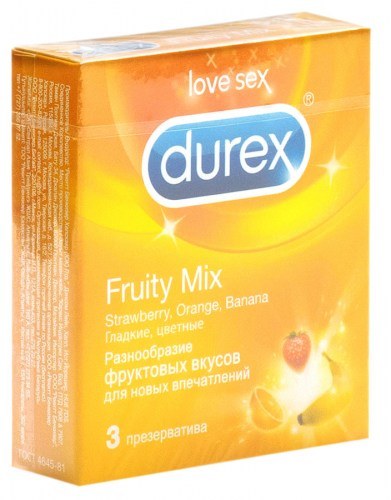 Презерватив Durex DUREX Fruity Mix ароматные цветные №3