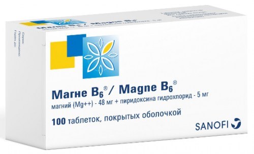 Таблетки Sanofi «Магне B6 с 6 лет» покрытые оболочкой №100
